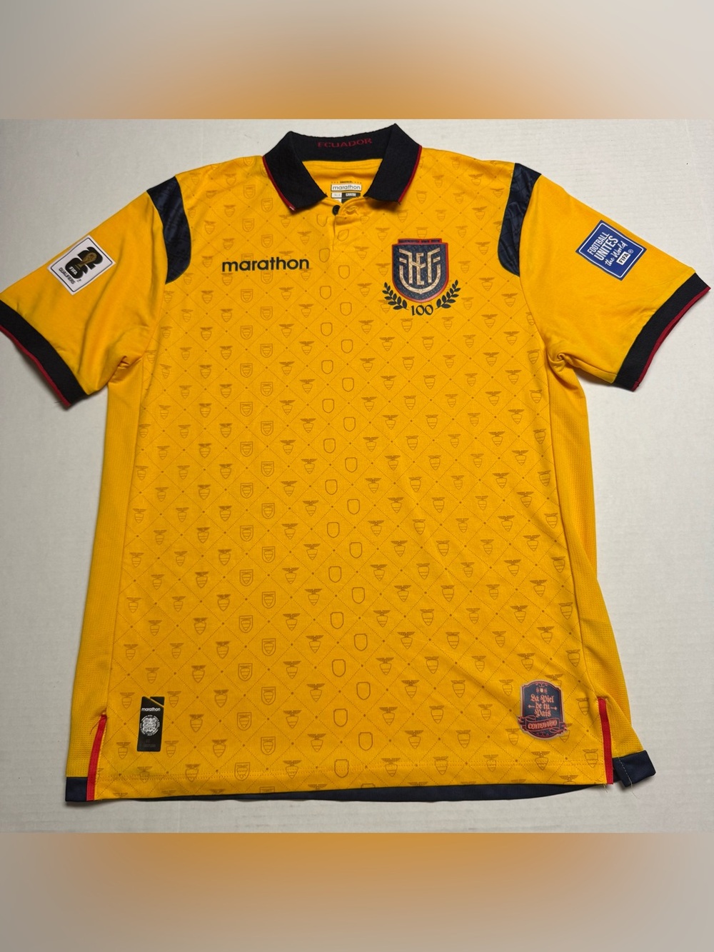 Official FIFA Ecuador Centenario World Cup 2026 Jersey Yellow Marathon Size: L